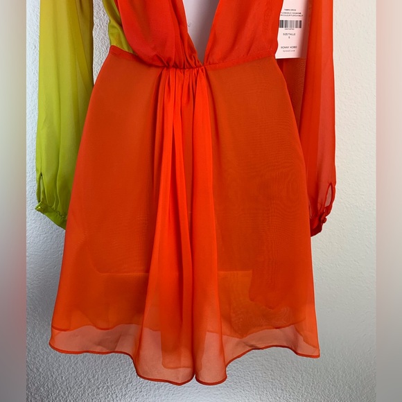 Ronny Kobo Timbra Ombre Chiffon Open V Back Dress Sz S - Picture 12 of 16